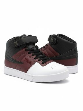 2019 MEN'S FILA VULC 13 MID PLUS BLACK BURGUNDY CLASSIC
HIGH TOP SNEAKERS